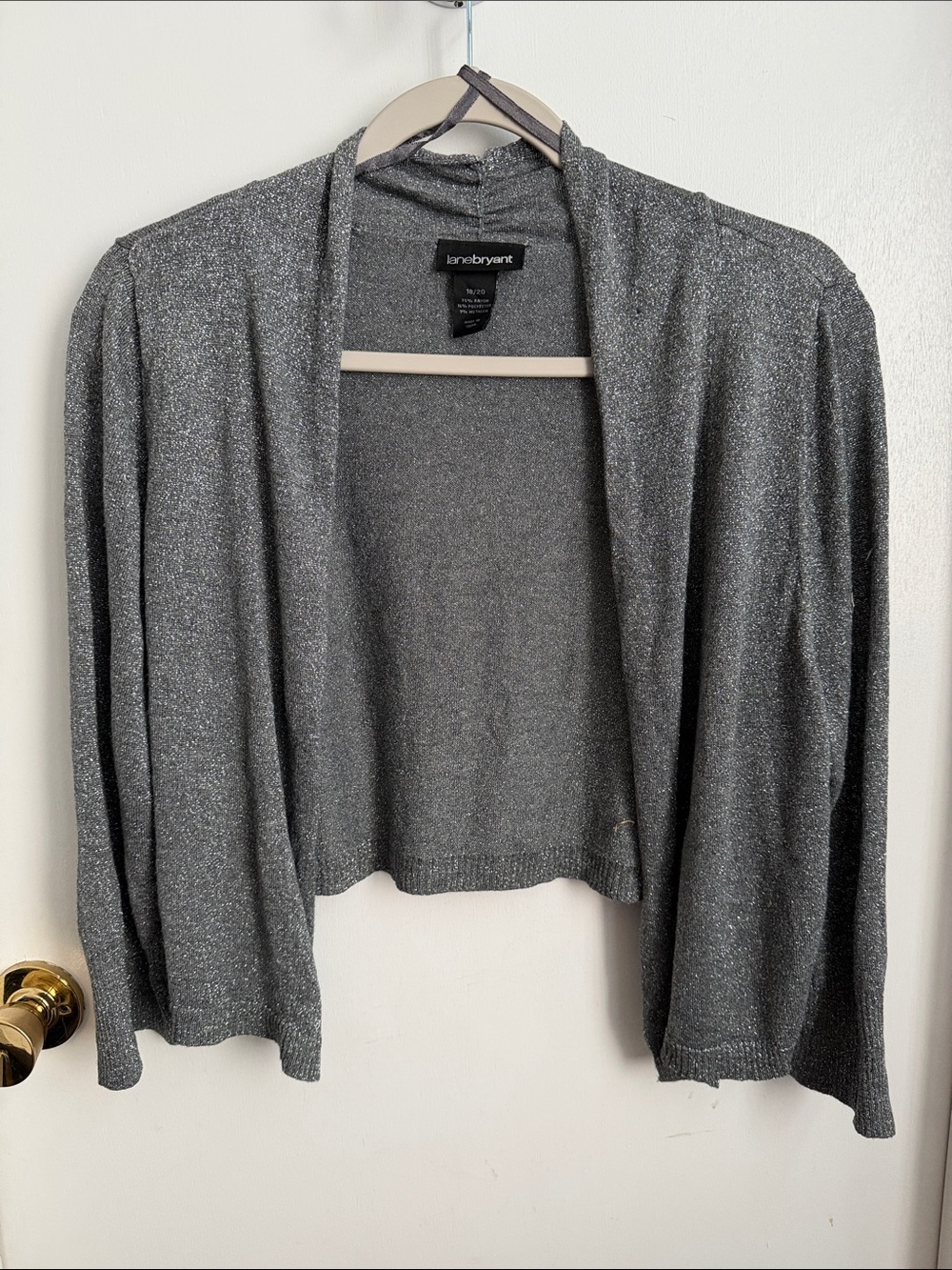 Lane Bryant Gray Sparkle Open Front Cardigan